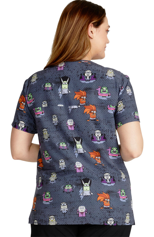 Unisex Monster Minions Print Scrub Top Cherokee Uniforms
