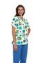 Clearance Women's Discount V-Neck 2-Pocket Tunic Style Heart Print Scrub Top, , large