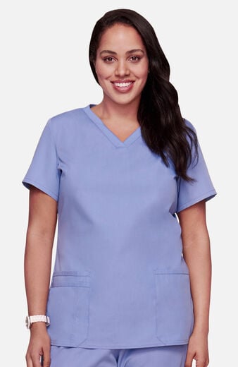 Women's Knit V-Neck Solid Scrub Top Women's Knit V-Neck Solid Scrub Top