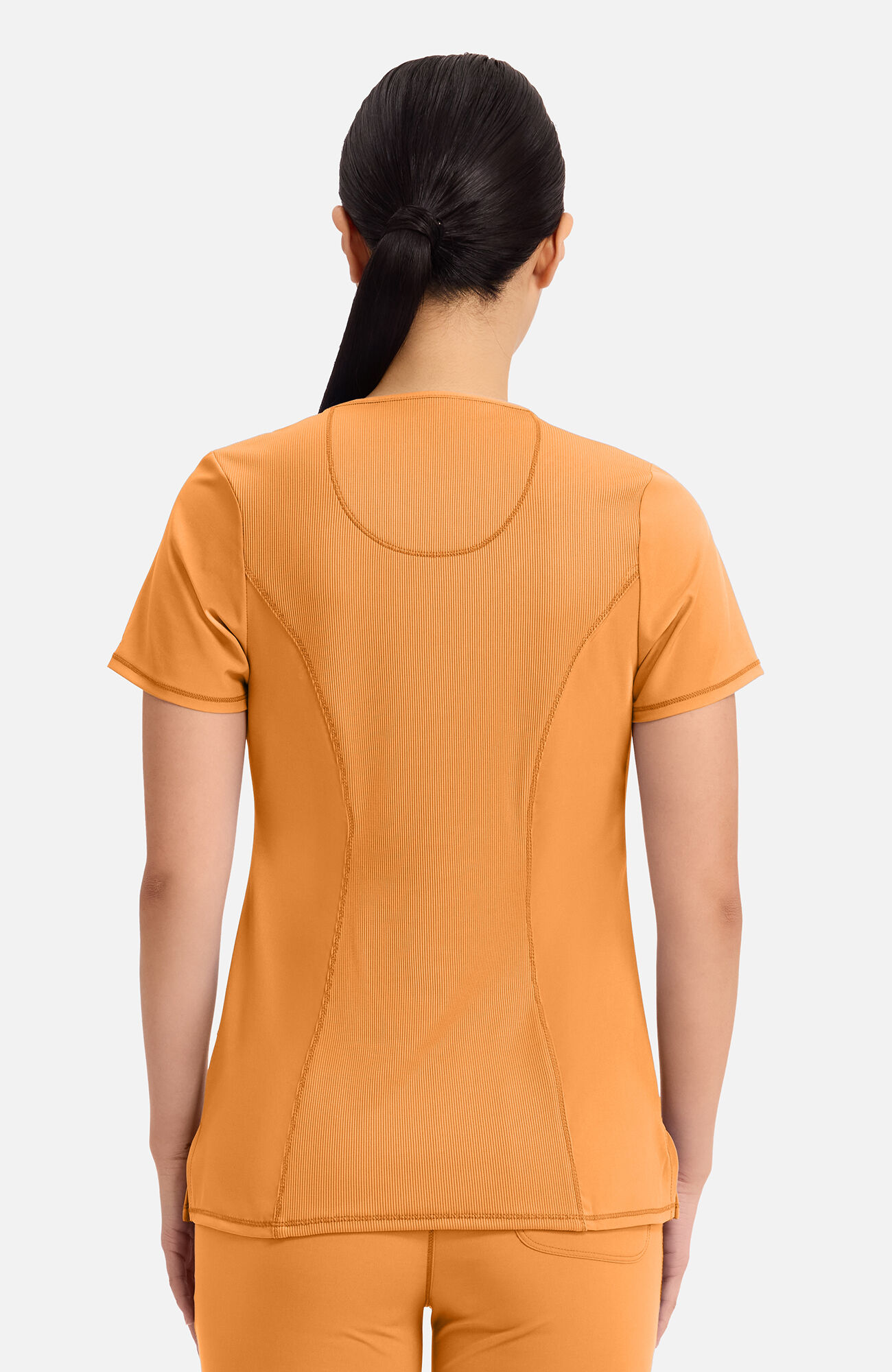 Women's Split Round Neck Solid Scrub Top, OSU Orange Sunrise | orange, large