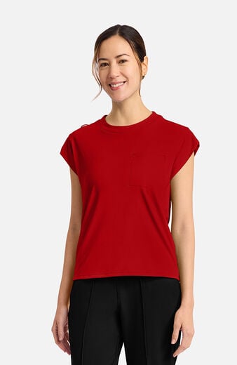 Women's Tuck-In Chest Pocket Crew Neck Scrub Top Women's Tuck-In Chest Pocket Crew Neck Scrub Top