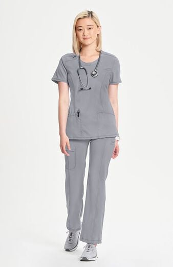 Women's Split Round Neck Solid Scrub Top Women's Split Round Neck Solid Scrub Top