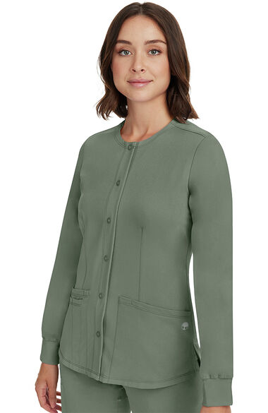 Women's Megan Button Front Solid Scrub Jacket, , large