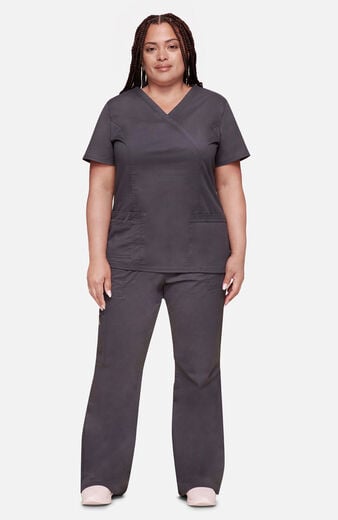 Women's Scrub Set: Mock Wrap Top & Drawstring Pant Women's Scrub Set: Mock Wrap Top & Drawstring Pant