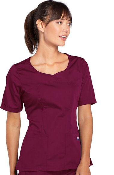 Clearance Women's Novelty V-Neck Solid Scrub Top, , large