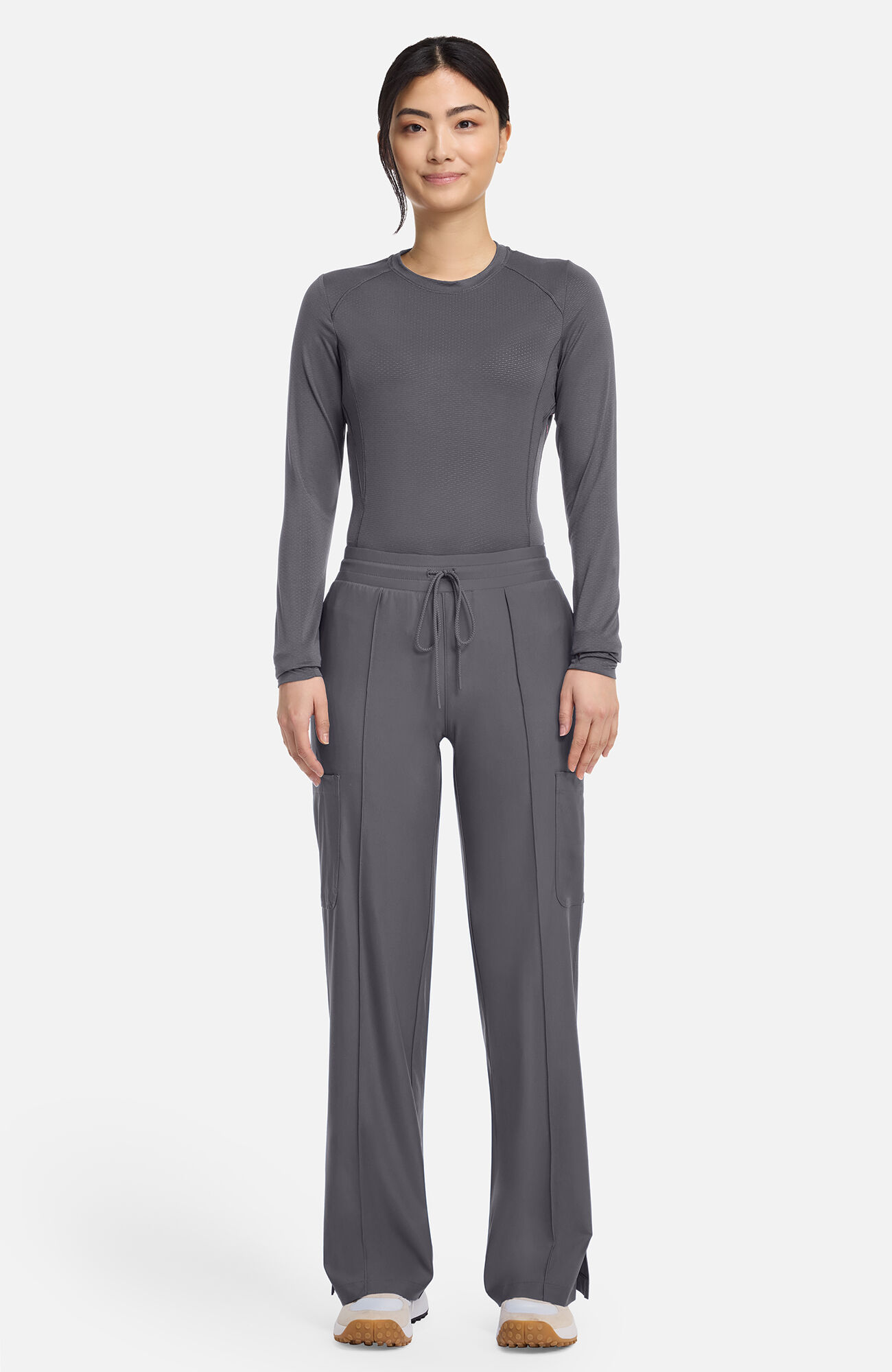 Women's Knit Pintuck 6-Pocket Wide Leg Scrub Pant