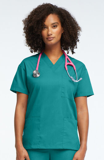 Women's V-Neck 3 Pocket Solid Scrub Top Women's V-Neck 3 Pocket Solid Scrub Top