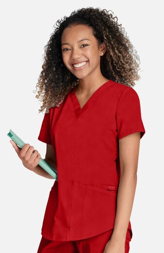 Women's 4-Pocket Shirttail V-Neck Scrub Top Women's 4-Pocket Shirttail V-Neck Scrub Top