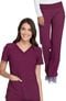 Women's Scrub Set: V-Neck Solid Top & Knit Waistband Pant, , large