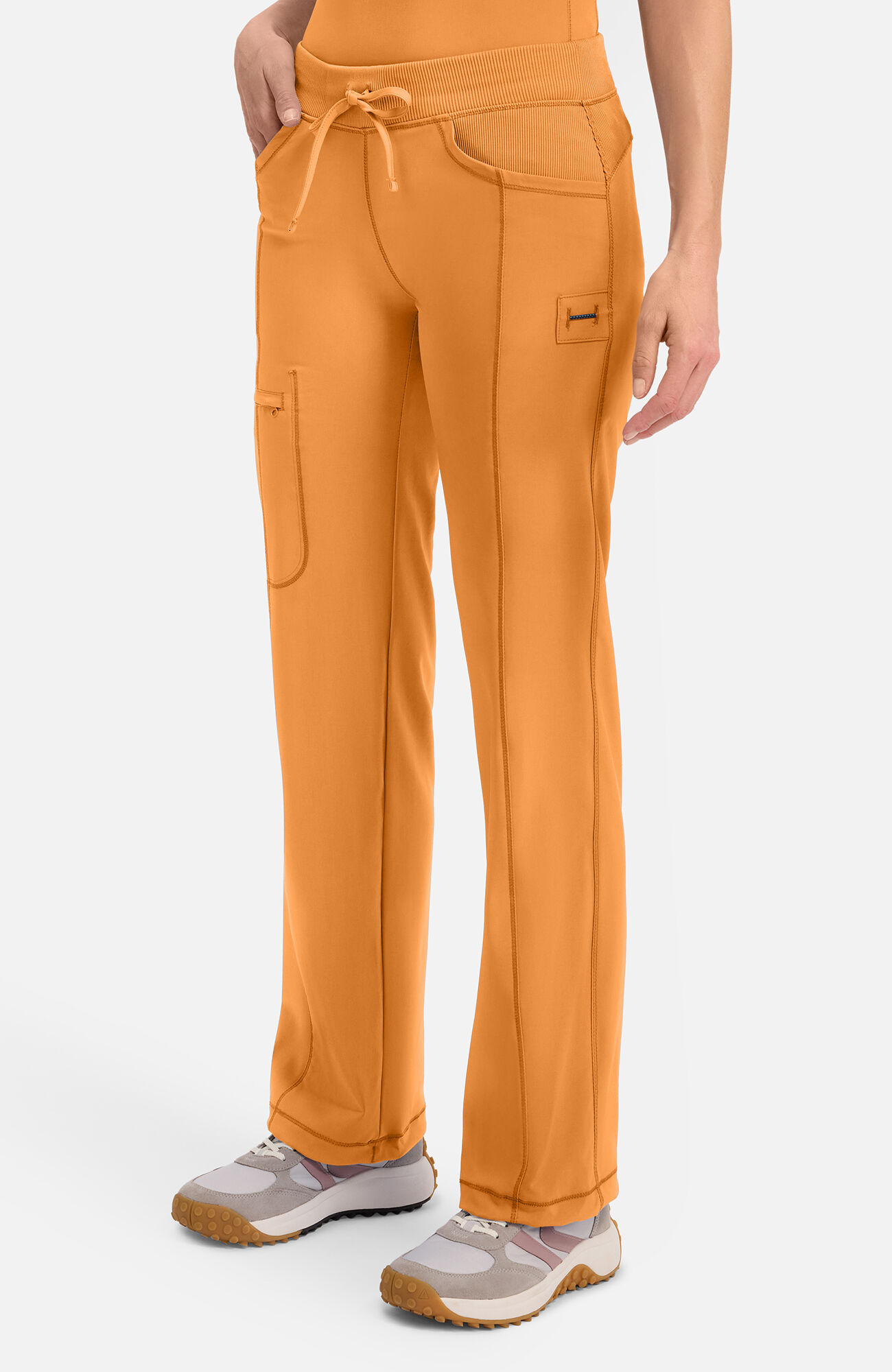 Women's Rib-Knit Drawstring Waist Scrub Pant, OSU Orange Sunrise | orange, large