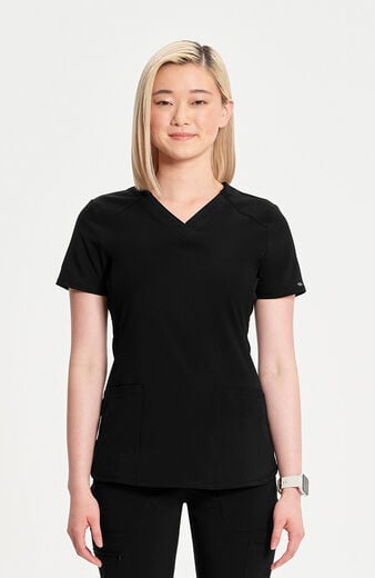 Women's 2-Pocket Shirttail Knit V-Neck Scrub Top Women's 2-Pocket Shirttail Knit V-Neck Scrub Top
