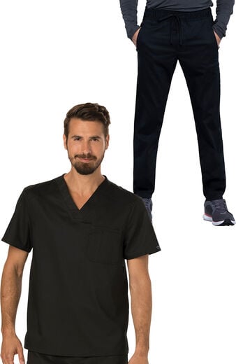 Men's Scrub Set: Chest Pocket V-Neck Top & Jogger Pant Men's Scrub Set: Chest Pocket V-Neck Top & Jogger Pant