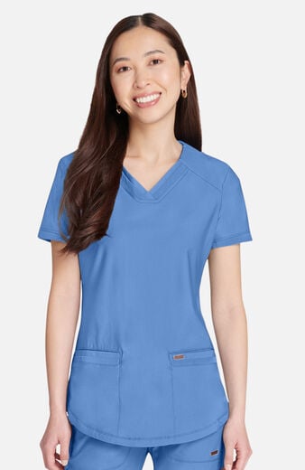 Women's Curved Hemline V-Neck Scrub Top Women's Curved Hemline V-Neck Scrub Top