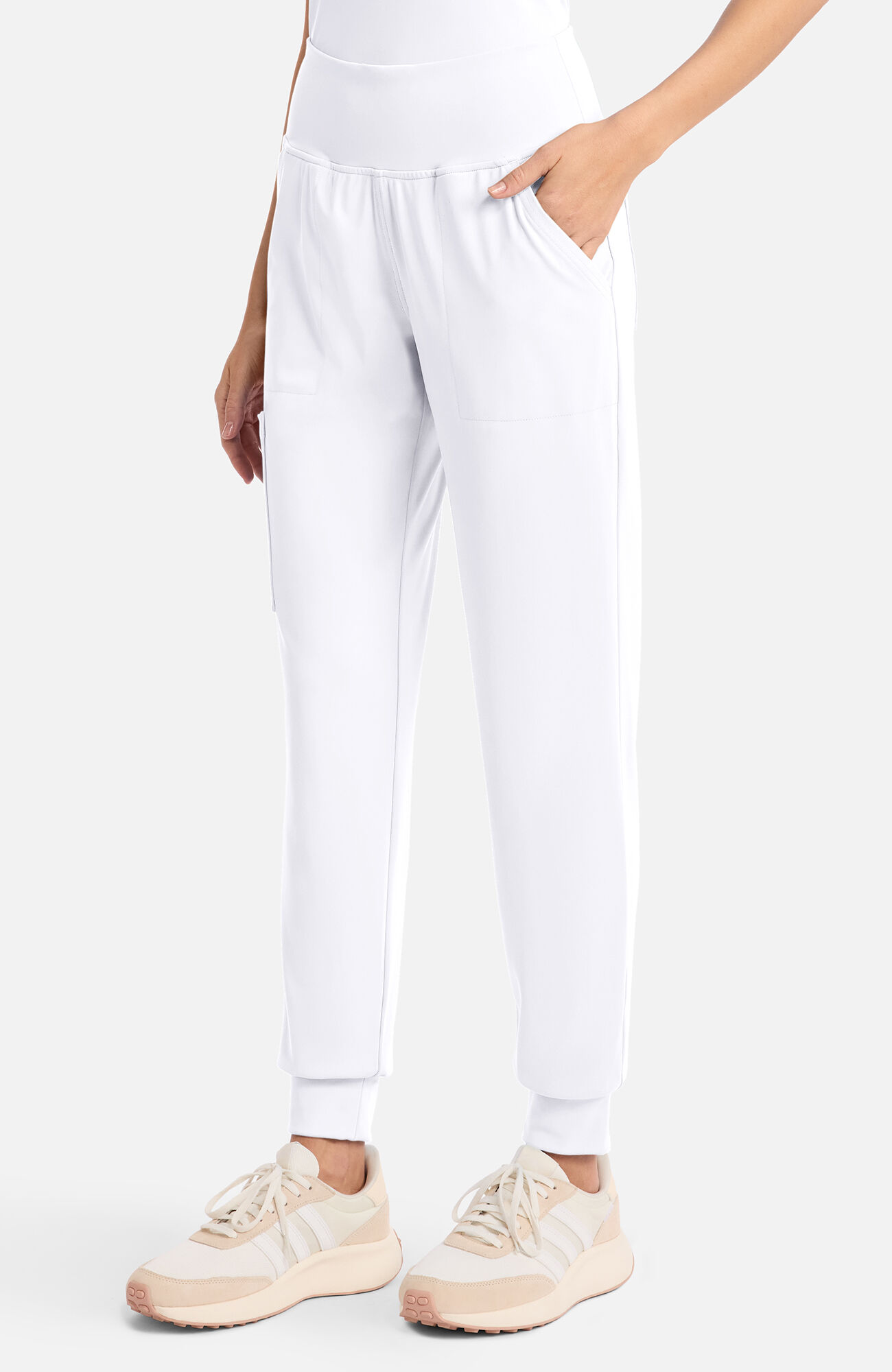 Women's 5-Pocket Pull-On Jogger Scrub Pant, WHT White | white, large