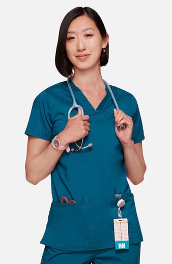Women's 3-Pocket V-Neck Stretch Scrub Top Women's 3-Pocket V-Neck Stretch Scrub Top