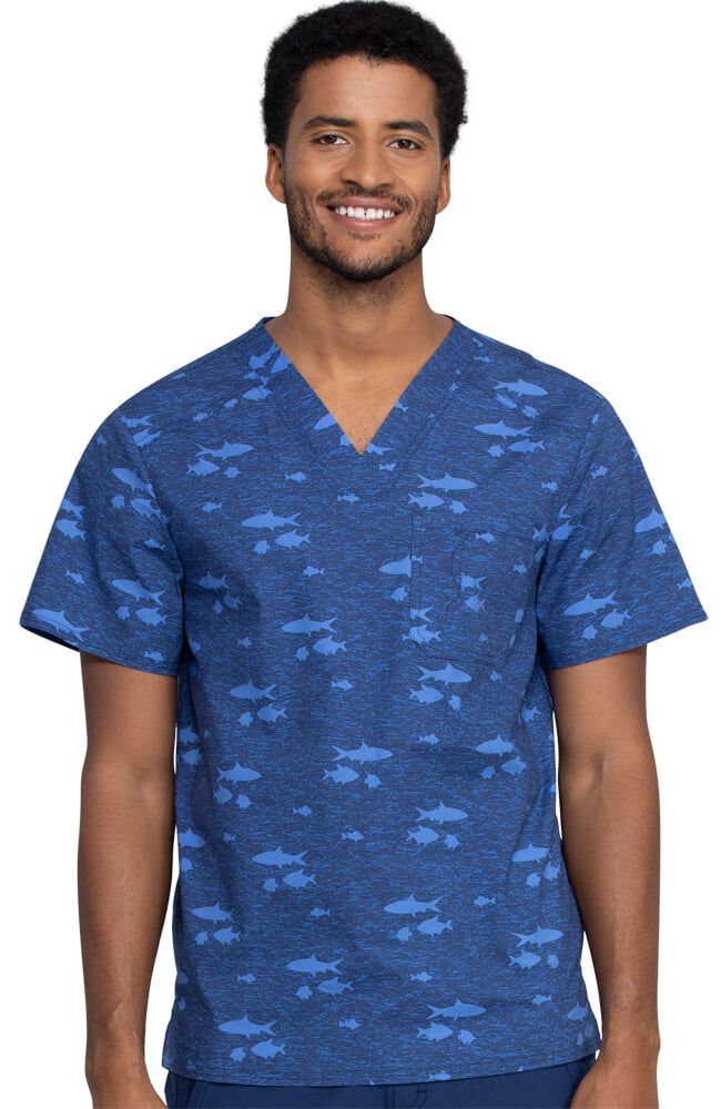 Navy print scrub tops sale