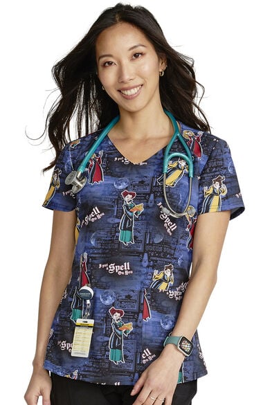Women's Spell Casters Print Scrub Top, , large
