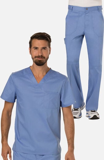 Men's Scrub Set: Chest Pocket V-Neck Top & Zip Fly Cargo Pant Men's Scrub Set: Chest Pocket V-Neck Top & Zip Fly Cargo Pant