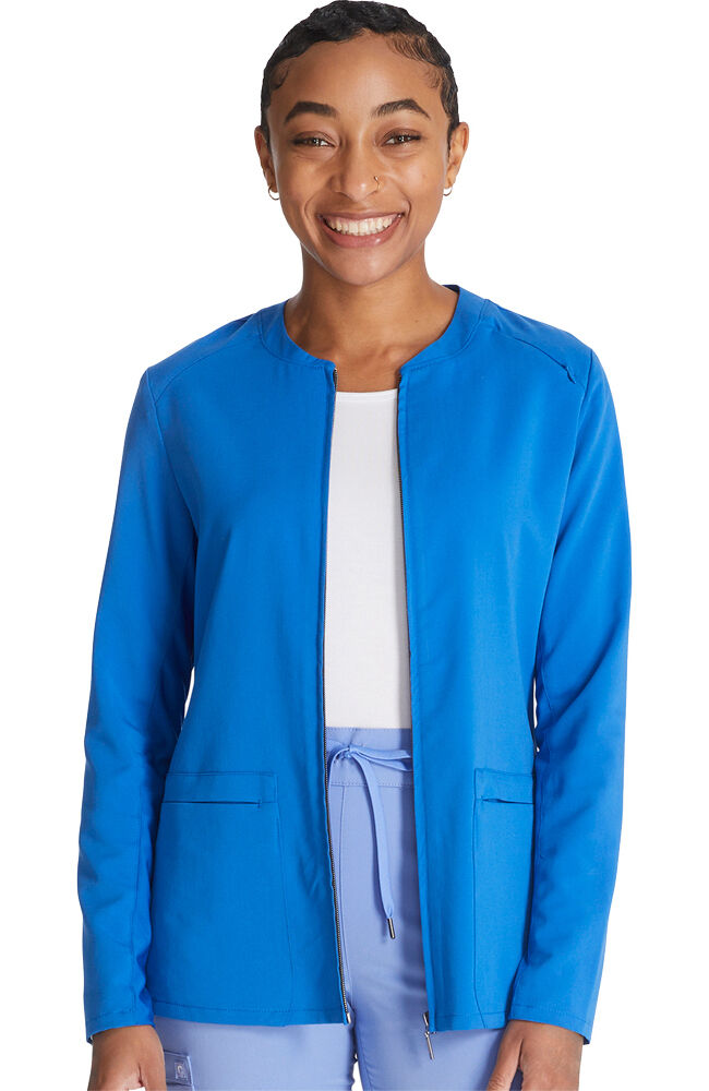 Women s 2 Pocket Zip Front Scrub Jacket Cherokee Uniforms