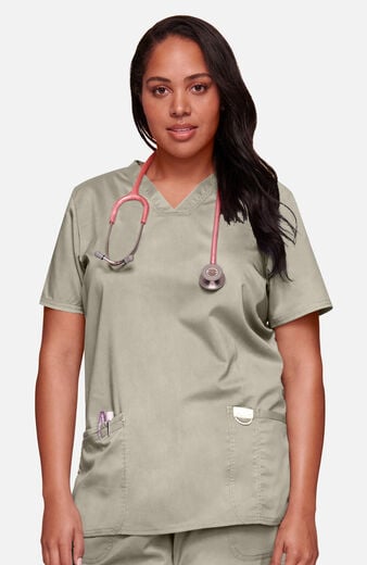 Women's 3-Pocket V-Neck Stretch Scrub Top Women's 3-Pocket V-Neck Stretch Scrub Top