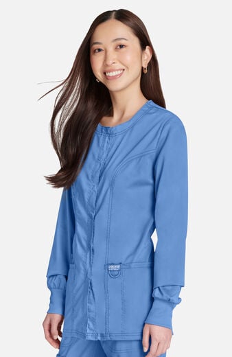 Women's Snap Front Crew Neck Scrub Jacket Women's Snap Front Crew Neck Scrub Jacket