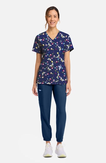 Women's Bumble Bee Bloom Print Scrub Top Women's Bumble Bee Bloom Print Scrub Top