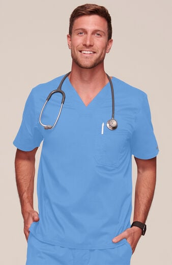 Men's V-Neck Chest Pocket Solid Scrub Top Men's V-Neck Chest Pocket Solid Scrub Top