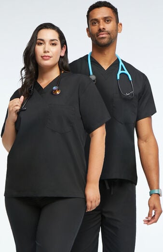 Unisex Chest Pocket V-Neck Scrub Top Unisex Chest Pocket V-Neck Scrub Top