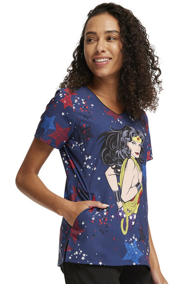 Women's Hang With The Stars Print Scrub Top, , large