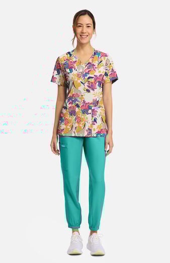 Women's Floral Safari Print Scrub Top Women's Floral Safari Print Scrub Top