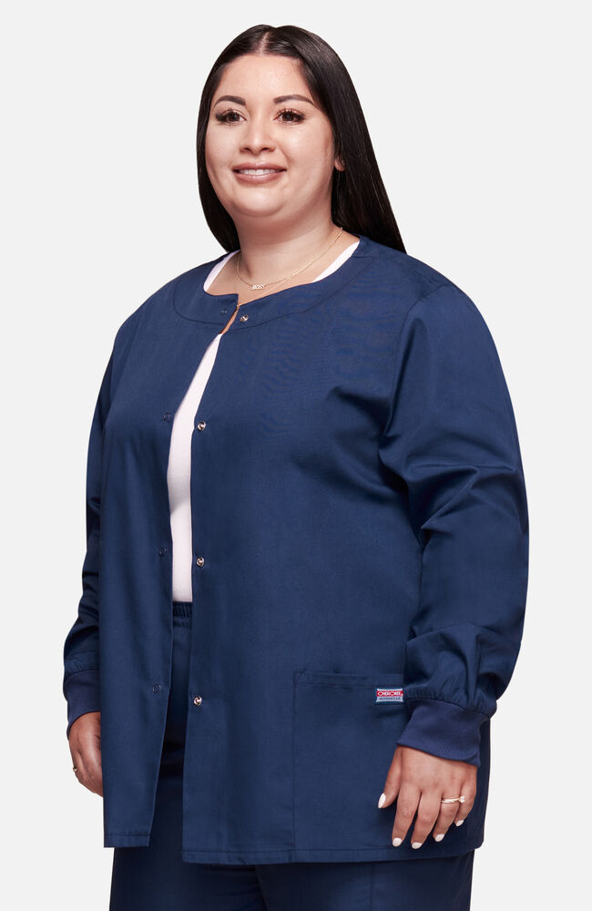 Women s Snap Front Solid Scrub Jacket Cherokee Uniforms