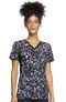 Clearance Women's Knit Panel Breezy Buds Print Scrub Top, , large