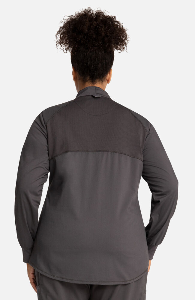 Women s Zip Front High Low Solid Scrub Jacket Cherokee Uniforms