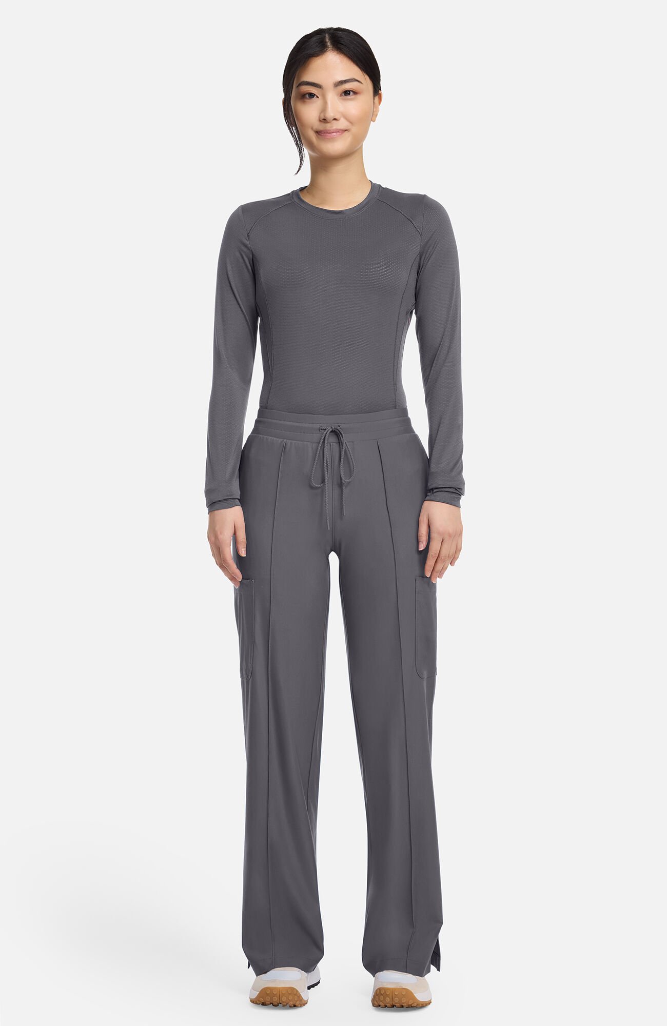 Women's Knit Pintuck 6-Pocket Wide Leg Scrub Pant