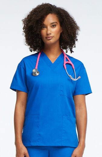 Women's V-Neck 3 Pocket Solid Scrub Top Women's V-Neck 3 Pocket Solid Scrub Top