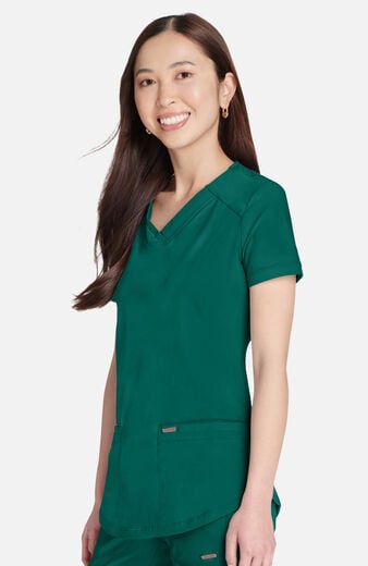 Women's Curved Hemline V-Neck Scrub Top Women's Curved Hemline V-Neck Scrub Top