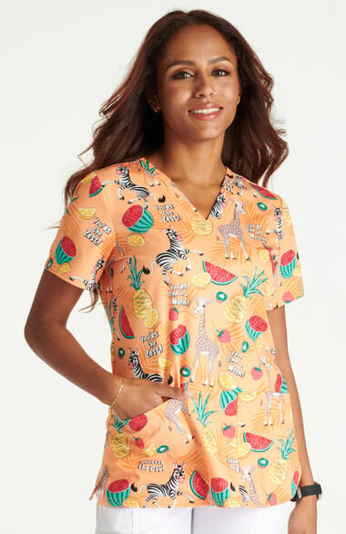 Women's You're The Zest Print Scrub Top, , large