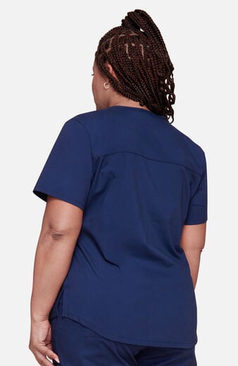 Women's 4-Pocket Shirttail V-Neck Scrub Top Women's 4-Pocket Shirttail V-Neck Scrub Top