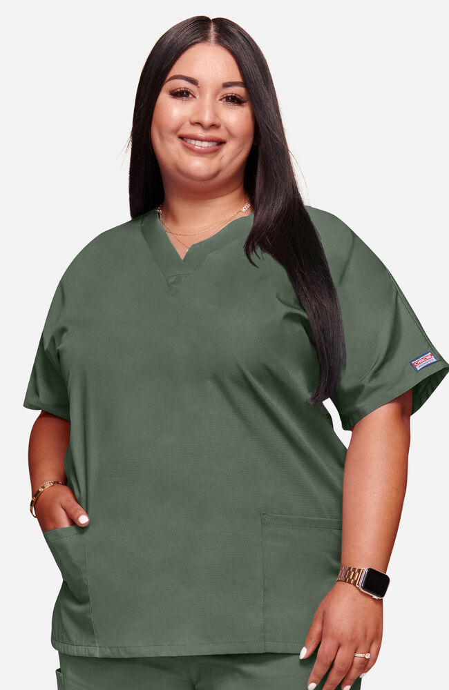 Women s V Neck 2 Pocket Solid Scrub Top Cherokee Uniforms