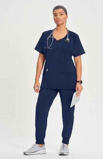 Women's Split Round Neck Solid Scrub Top Women's Split Round Neck Solid Scrub Top