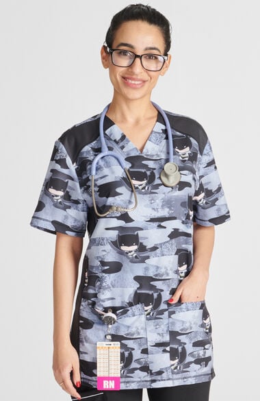 Clearance Unisex Cute is the Night Print Scrub Top, , large