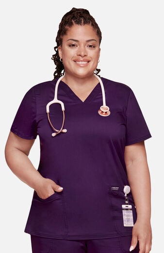 Women's 3-Pocket V-Neck Stretch Scrub Top Women's 3-Pocket V-Neck Stretch Scrub Top