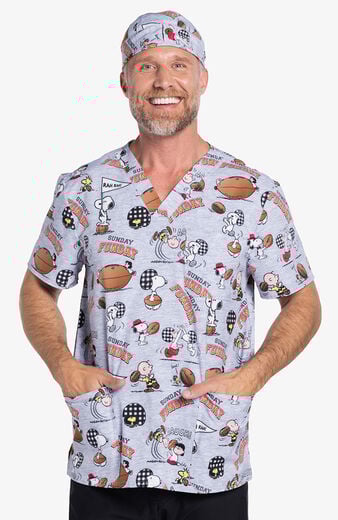 Men's Snoopy Funday Print Scrub Top Men's Snoopy Funday Print Scrub Top