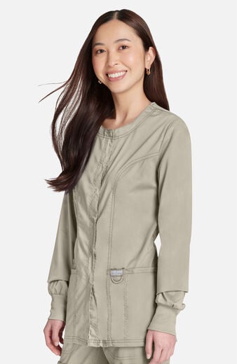 Women's Snap Front Crew Neck Scrub Jacket Women's Snap Front Crew Neck Scrub Jacket