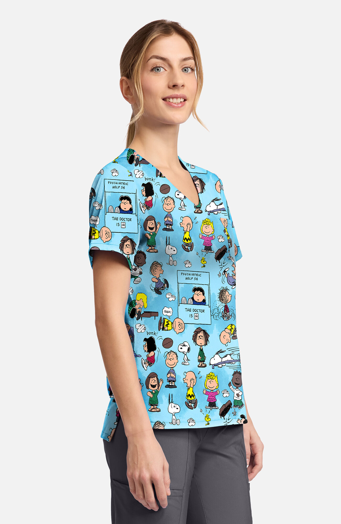 Women's Goodness And Grief Print Scrub Top, , large