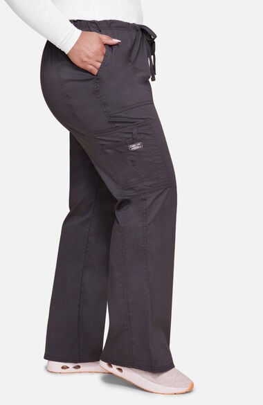 Women's Mock Wrap Solid Scrub Top & Drawstring Scrub Pant Set, , large