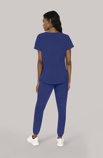 Women's Scrub Set: Notch V-Neck Tuck In Top & Mid Rise Pull On Jogger Pant Women's Scrub Set: Notch V-Neck Tuck In Top & Mid Rise Pull On Jogger Pant