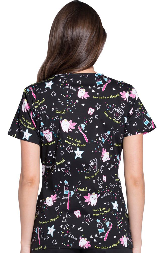Dental print scrub tops discount