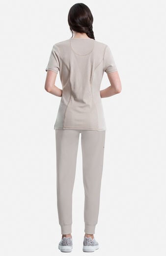 Women's Scrub Set: Split Round Neck Top & Tapered Jogger Pant Women's Scrub Set: Split Round Neck Top & Tapered Jogger Pant