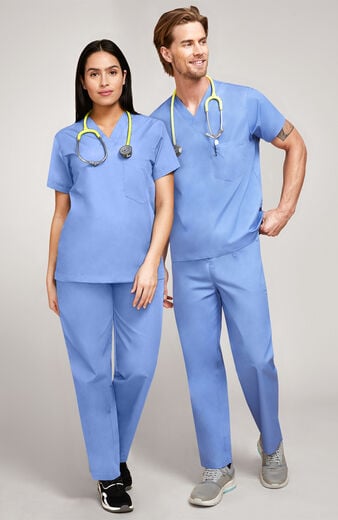 Unisex Scrub Set: V-Neck Top & Drawstring Pant Unisex Scrub Set: V-Neck Top & Drawstring Pant
